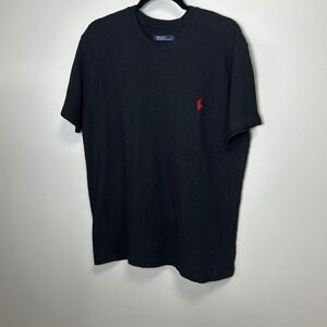 Polo Ralph Lauren Men's quilted basket woven black red logo large tee